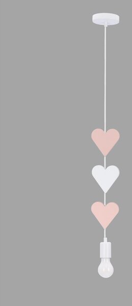 Lampadario per bambini bianco/rosa con paralume in metallo Hearts – Candellux Lighting
