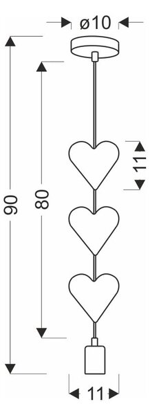 Lampadario per bambini bianco/rosa con paralume in metallo Hearts – Candellux Lighting