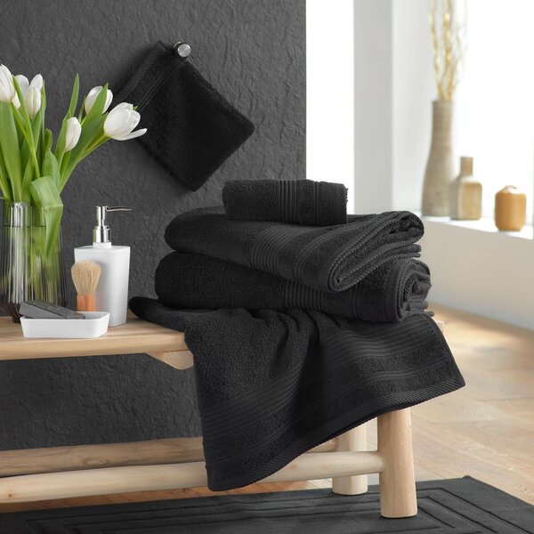 Asciugamano tipo terry nero in cotone 30x50 cm Tendresse – douceur d'intérieur