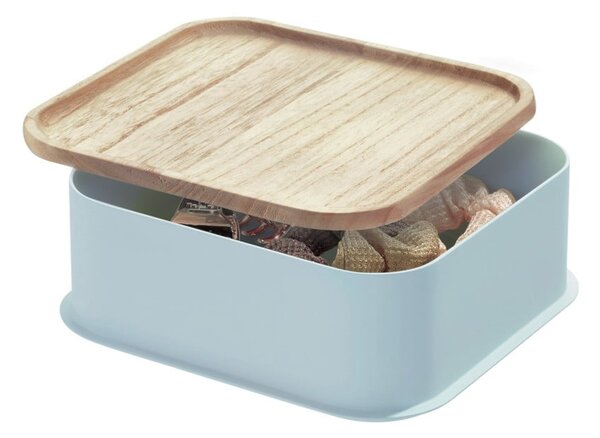 Scatola grigia con coperchio in legno di paulownia , 21,3 x 21,3 cm Eco - iDesign