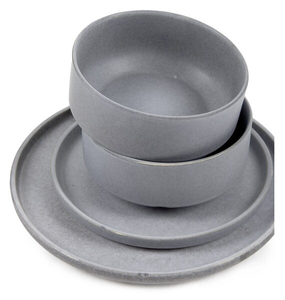 Set di piatti grigi in gres 18 pz Malia - Bonami Selection