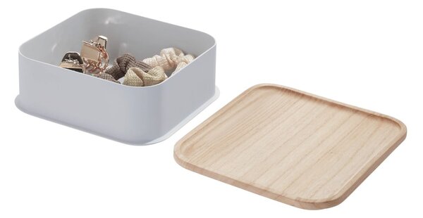 Scatola grigia con coperchio in legno di paulownia , 21,3 x 21,3 cm Eco - iDesign