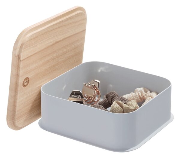 Scatola grigia con coperchio in legno di paulownia , 21,3 x 21,3 cm Eco - iDesign