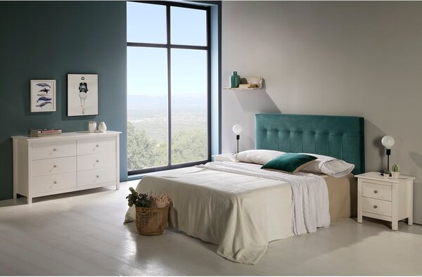 Cassettiera bassa bianca in legno di pino massiccio 130x80 cm Berna - Marckeric
