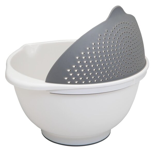 Ciotola bianca con colino 2in1 , Ø 28 cm - Metaltex