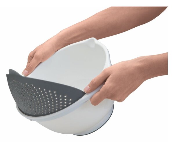 Ciotola bianca con colino 2in1 , Ø 28 cm - Metaltex