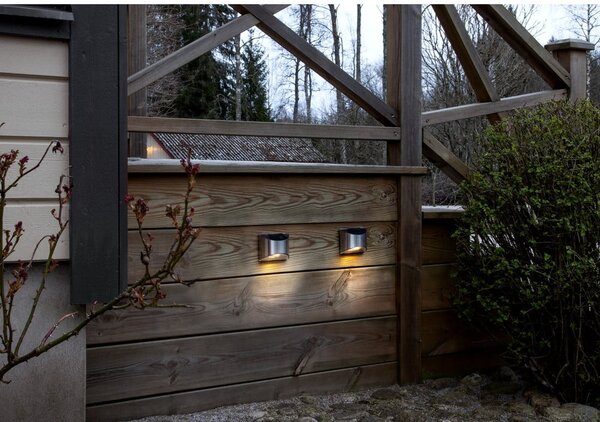 Set di 2 luci LED solari a parete in acciaio inox, altezza 8 cm Wally - Star Trading