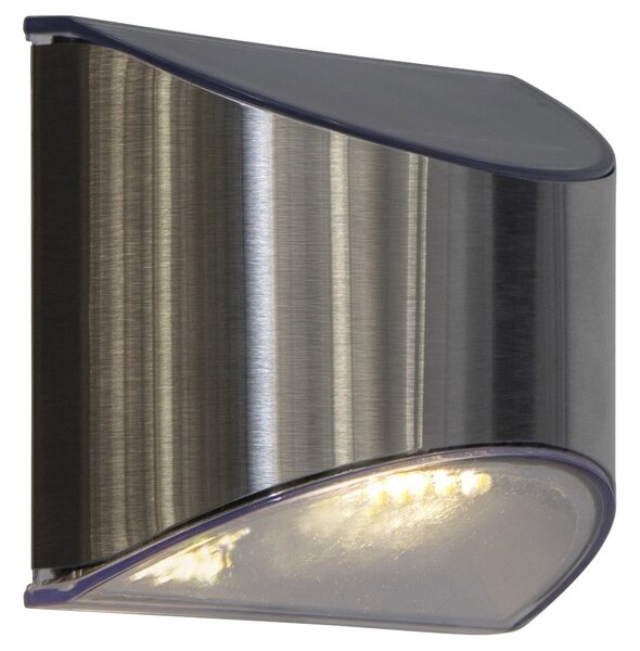Set di 2 luci LED solari a parete in acciaio inox, altezza 8 cm Wally - Star Trading