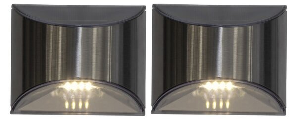 Set di 2 luci LED solari a parete in acciaio inox, altezza 8 cm Wally - Star Trading