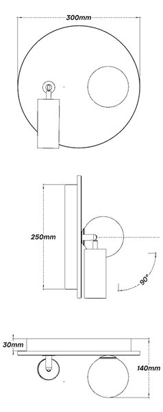 Applique da Parete GU10 e G9 Ø300mm in Pietra con Interruttore