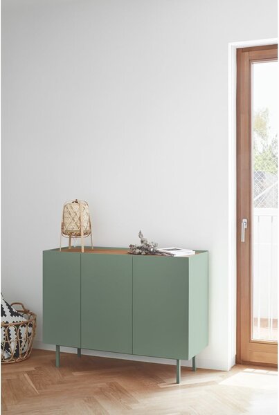 Cassettiera bassa verde effetto rovere 110x85 cm Arista - Teulat