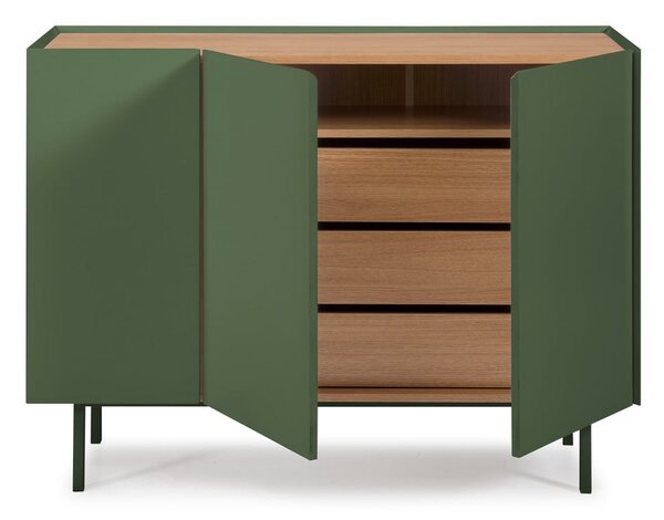 Cassettiera bassa verde effetto rovere 110x85 cm Arista - Teulat