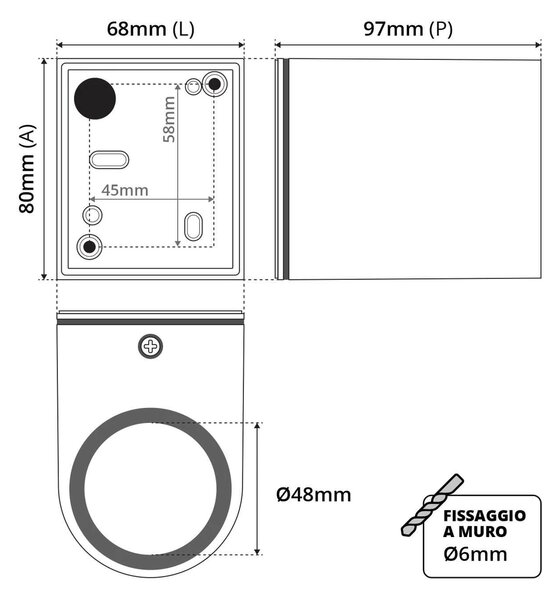 Applique da Esterno Monodirezione IP65 GU10 Stondata - Nero