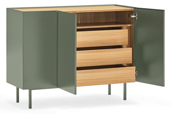 Cassettiera bassa verde effetto rovere 110x85 cm Arista - Teulat