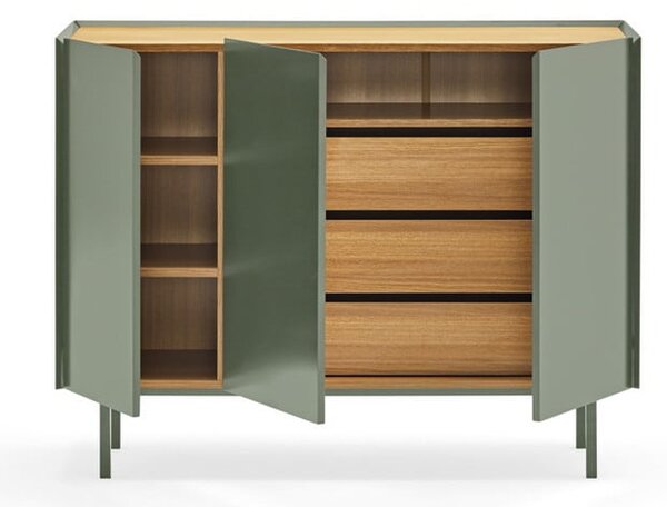Cassettiera bassa verde effetto rovere 110x85 cm Arista - Teulat