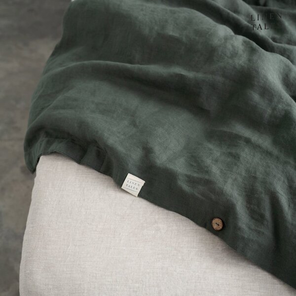 Biancheria verde scuro per letto singolo 140x200 cm Forest Green - Linen Tales