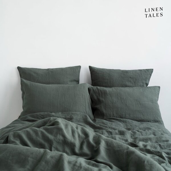 Biancheria verde scuro per letto singolo 140x200 cm Forest Green - Linen Tales