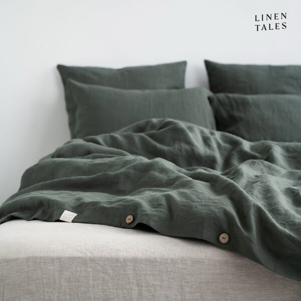 Biancheria verde scuro per letto singolo 140x200 cm Forest Green - Linen Tales