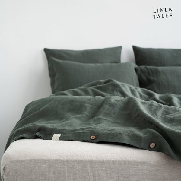 Biancheria verde scuro per letto singolo 140x200 cm Forest Green - Linen Tales