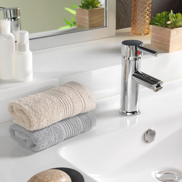 Asciugamano tipo terry beige in cotone 30x50 cm Tendresse – douceur d'intérieur