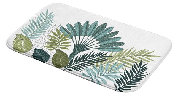 Tappetino per il bagno bianco/verde 45x75 cm Panazio – douceur d'intérieur