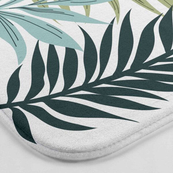 Tappetino per il bagno bianco/verde 45x75 cm Panazio – douceur d'intérieur