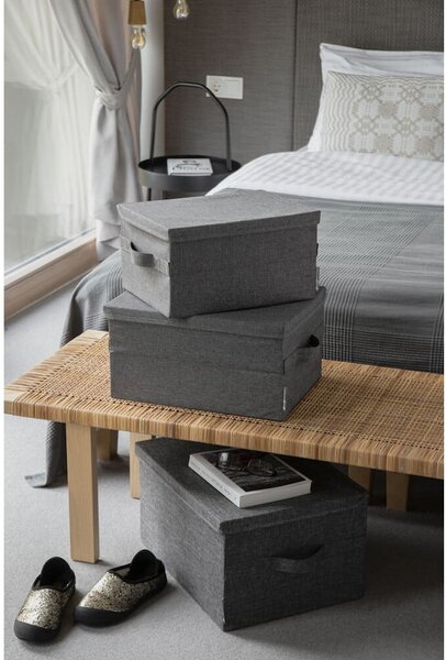 Scatola con coperchio grigia in tessuto 35x26x19 cm Soft Storage – Bigso