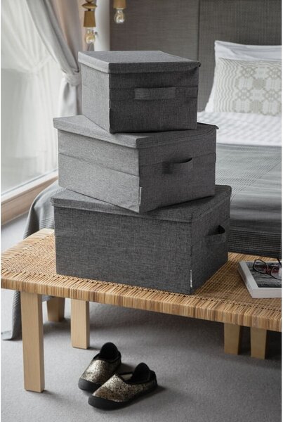 Scatola con coperchio grigia in tessuto 35x26x19 cm Soft Storage – Bigso