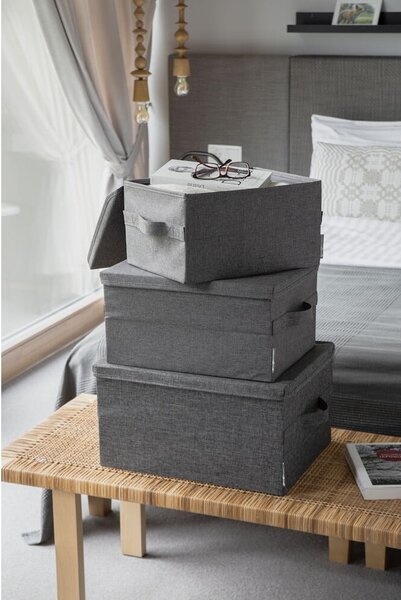 Scatola con coperchio grigia in tessuto 35x26x19 cm Soft Storage – Bigso