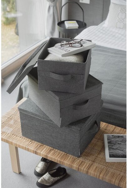 Scatola con coperchio grigia in tessuto 35x26x19 cm Soft Storage – Bigso