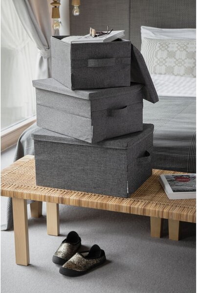Scatola con coperchio grigia in tessuto 35x26x19 cm Soft Storage – Bigso