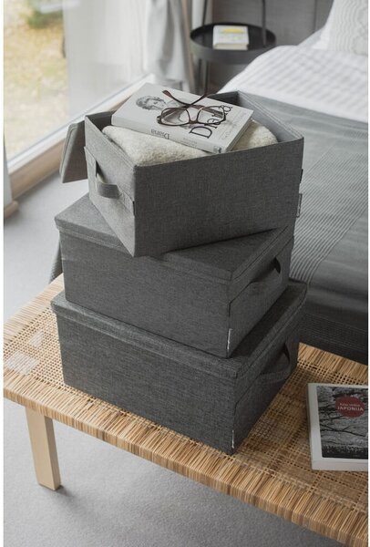 Scatola con coperchio grigia in tessuto 35x26x19 cm Soft Storage – Bigso