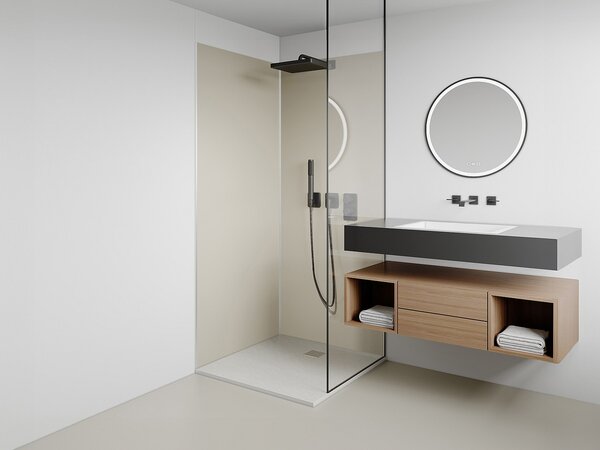 Pannello per parete da doccia effetto avorio in alluminio con profili 2 x L90 x H210 cm - Lotto di 2 - ITZIAR