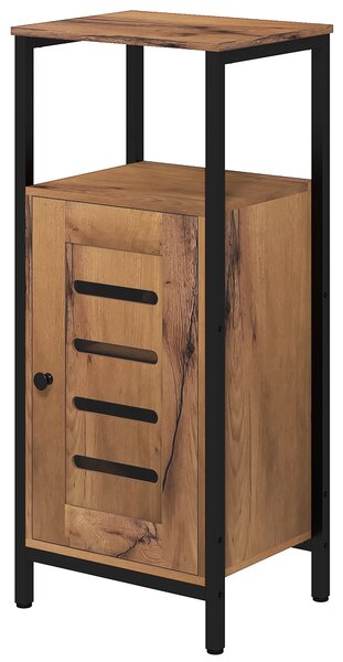 Kleankin Mobile da bagno basso con porta a doghe struttura in acciaio vano aperto 37 x 30 x 85 cm marrone rustico