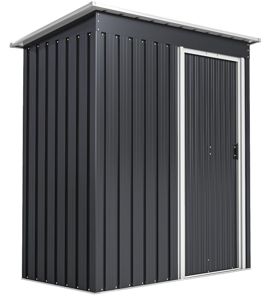Outsunny Casetta da Giardino Porta Utensili in Lamiera di Acciaio, Capanno da Giardino in Acciaio con Porte Scorrevoli, 163x89x182cm, Nero | Aosom Italy