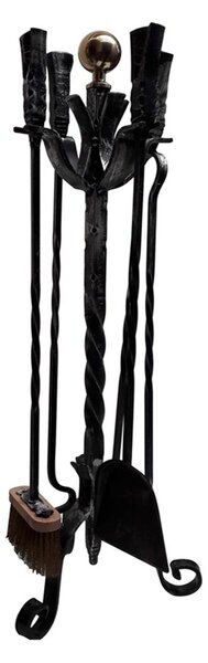 Gruppo per camino in Ferro battuto TORCIGLIONE 28x h 80 cm - Peso 6.50 kg lavorazione artigianale in stile classico made In Italy 100x100