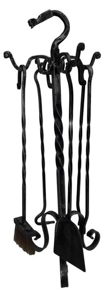 Gruppo per camino in Ferro battuto base quadrata 28x h 75 cm - Peso 5,2 kg lavorazione artigianale in stile classico made In Italy 100x100