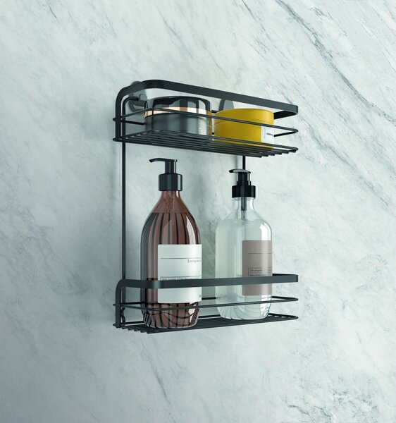 Mensola da bagno nera a due livelli Origin Lava - Metaltex