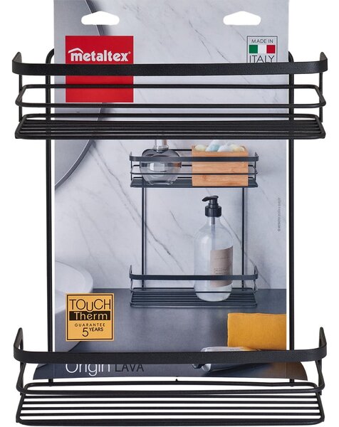 Mensola da bagno nera a due livelli Origin Lava - Metaltex