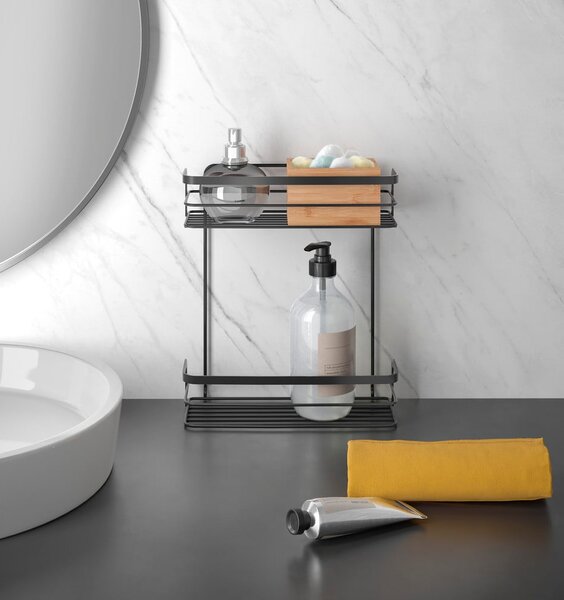 Mensola da bagno nera a due livelli Origin Lava - Metaltex