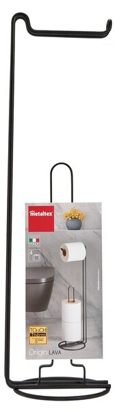 Porta carta igienica nero con supporto Origin - Metaltex