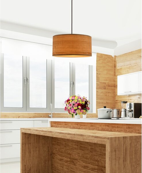 Lampada a sospensione marrone chiaro con paralume in rattan ø 30 cm Legno - Candellux Lighting