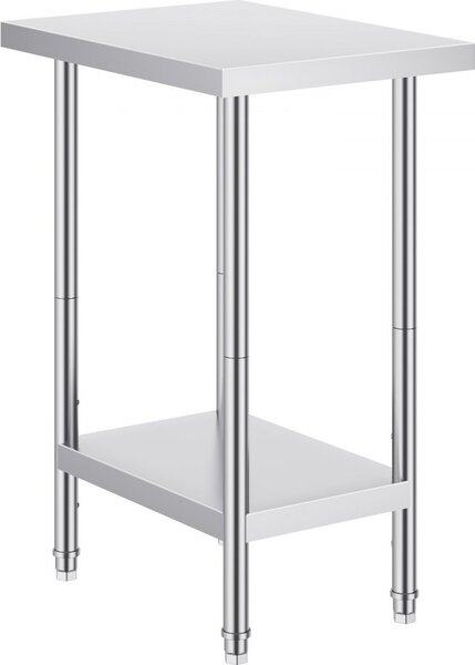 Tavolo da lavoro e da preparazione in acciaio inox per la preparazione dei cibi - 61x46 cm - Postazione di lavoro in cucina - Igienico e resistente