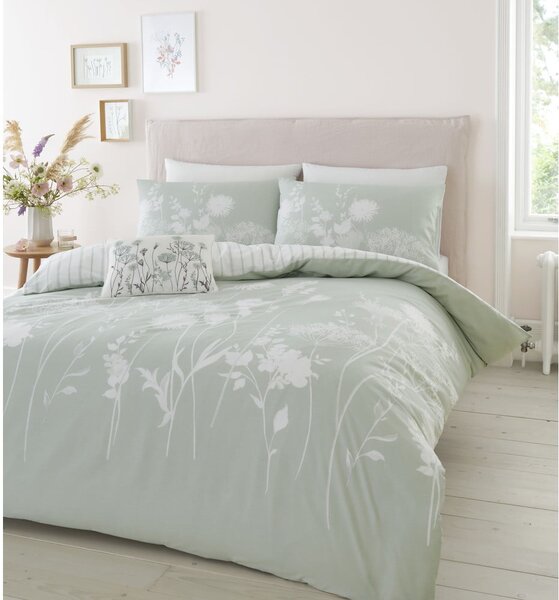 Biancheria da letto bianca e verde , 135 x 200 cm Meadowsweet Floral - Catherine Lansfield