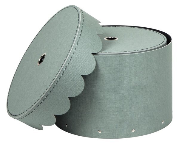 Scatole in set con coperchio color foglia di tè in cartone 2 pz ø 26x17,5 cm Wilma Canvas Paper Laminate – Bigso