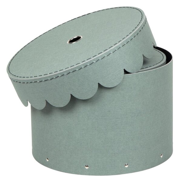 Scatole in set con coperchio color foglia di tè in cartone 2 pz ø 26x17,5 cm Wilma Canvas Paper Laminate – Bigso