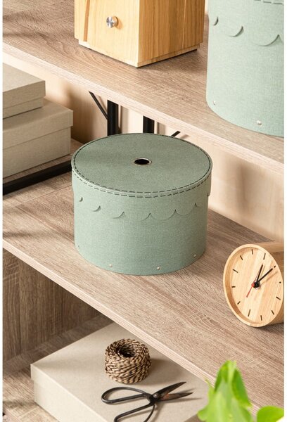 Scatole in set con coperchio color foglia di tè in cartone 2 pz ø 26x17,5 cm Wilma Canvas Paper Laminate – Bigso