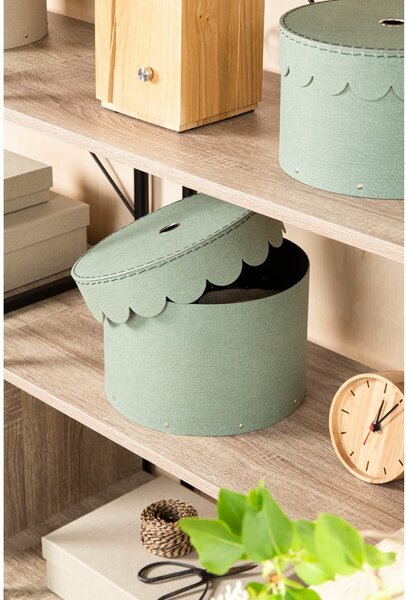 Scatole in set con coperchio color foglia di tè in cartone 2 pz ø 26x17,5 cm Wilma Canvas Paper Laminate – Bigso