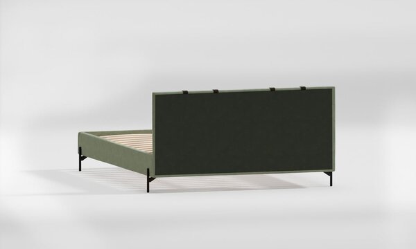 Letto matrimoniale imbottito verde con griglia 180x200 cm Tulsa - Ropez