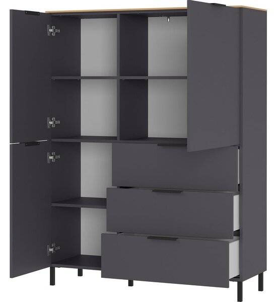 Cassettiera alta grigia in rovere 109x146 cm California - Germania